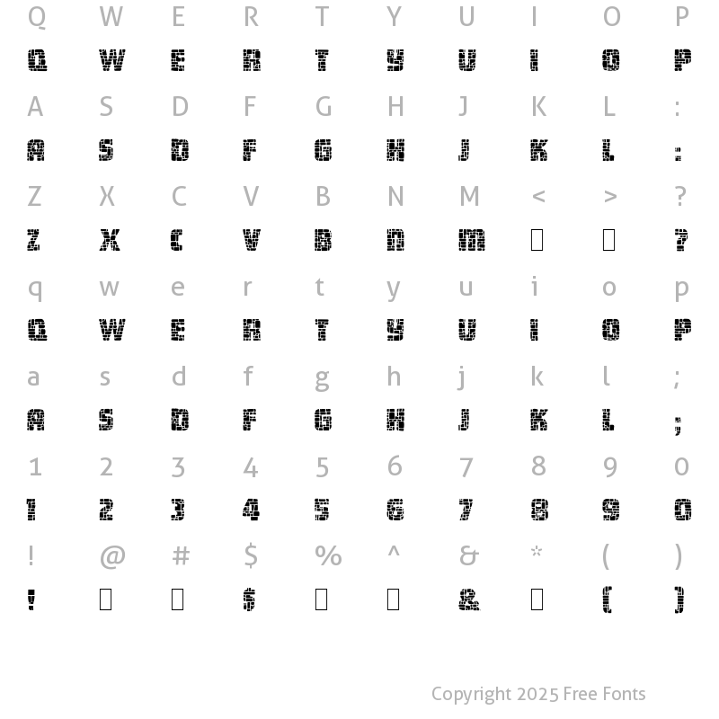 Character Map of Dungeon Blocks Filled