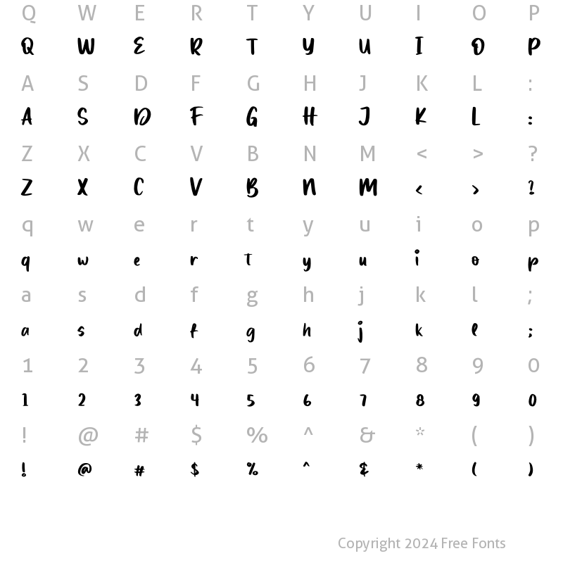 Character Map of Dunia Kita Regular