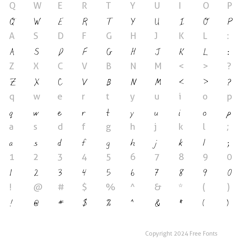 Character Map of DunnsHand Regular