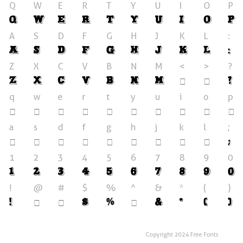 Character Map of Duo Dunkel Regular