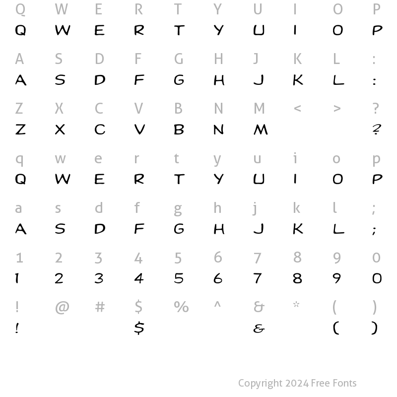 Character Map of Dupuy Ex Regular