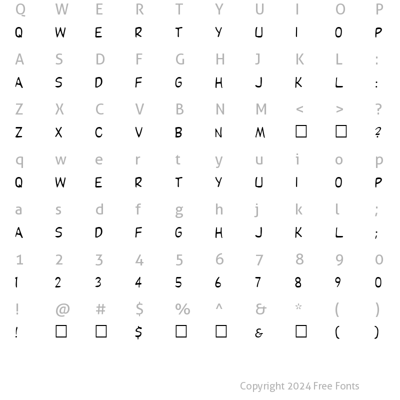 Character Map of Dupuy Regular