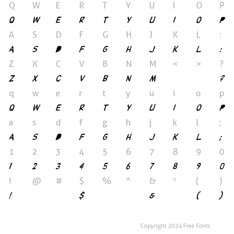 Character Map of DupuyBALloon Italic