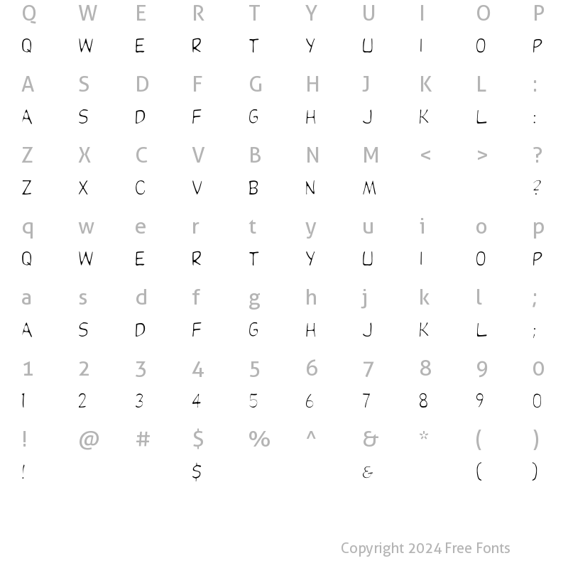 Character Map of DupuyLight Regular