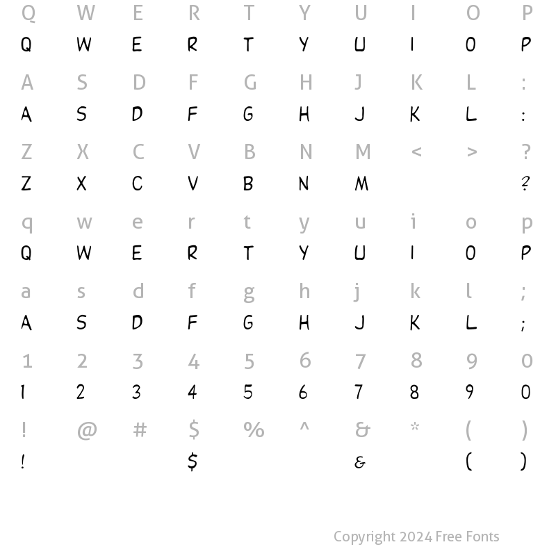 Character Map of DupuyREGular Regular