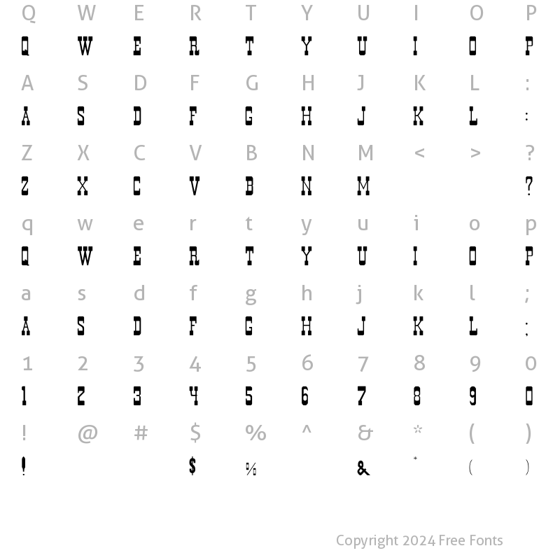 Character Map of Durango-Normal Regular