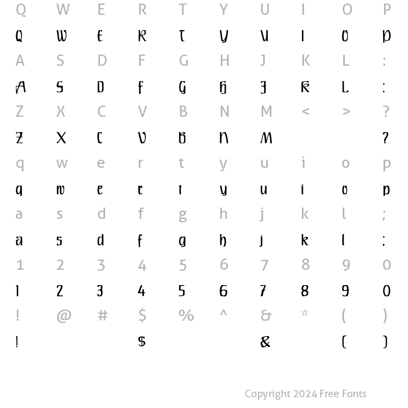 Character Map of Durango Regular