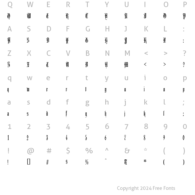 Character Map of Durer Gothic Regular