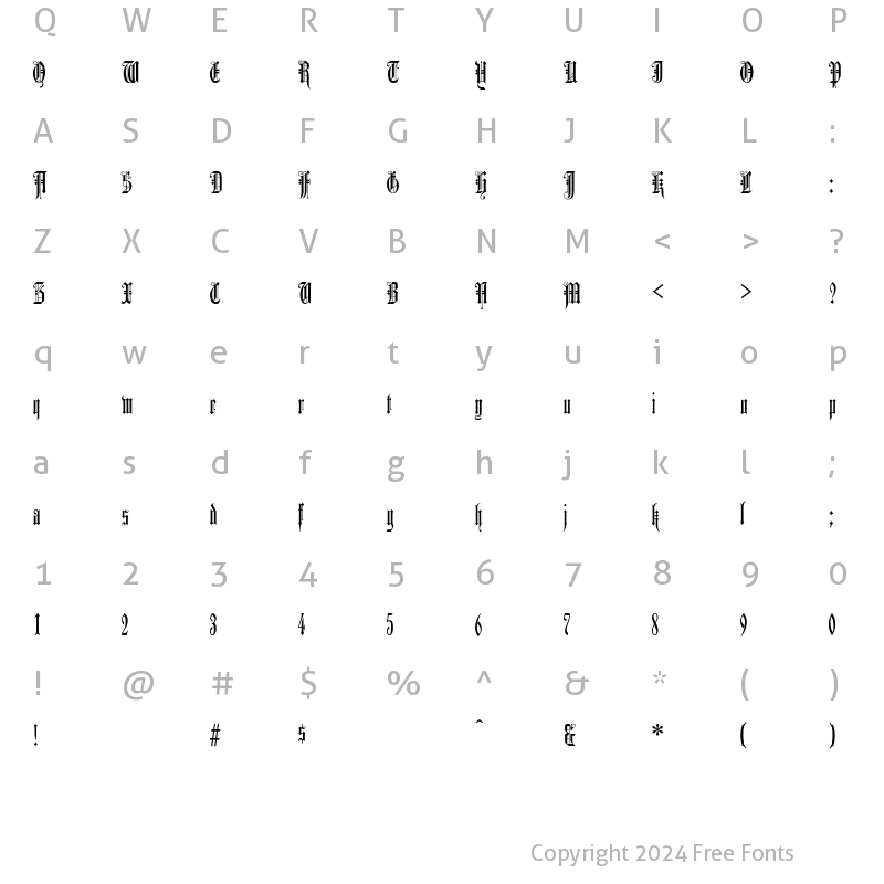 Character Map of DurerGothic Regular