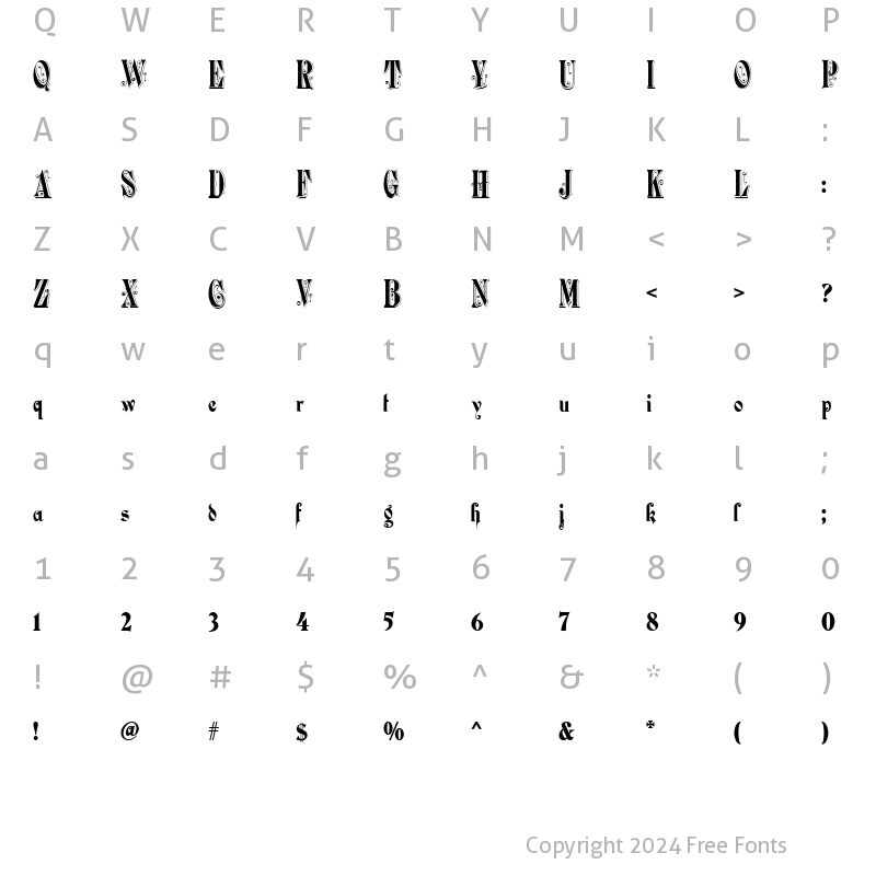 Character Map of Durham Abbey NF Regular