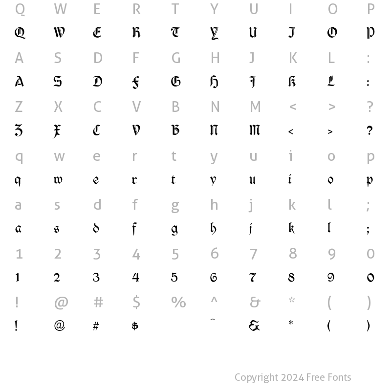 Character Map of Durwent Regular