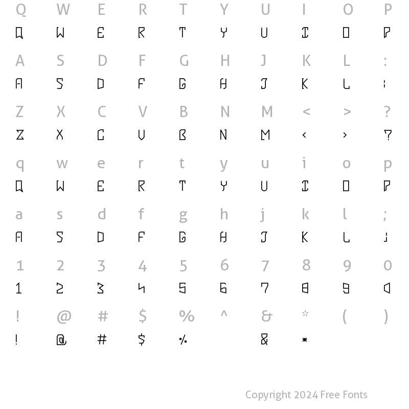 Character Map of Dusker Tall Bold Regular