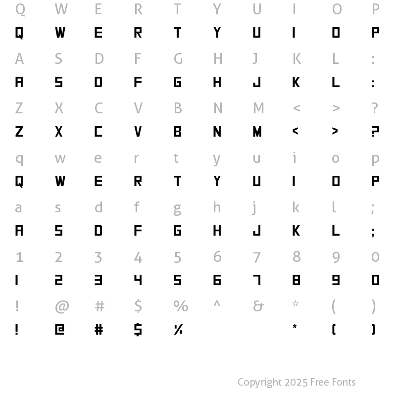 Character Map of Duskersquare Regular