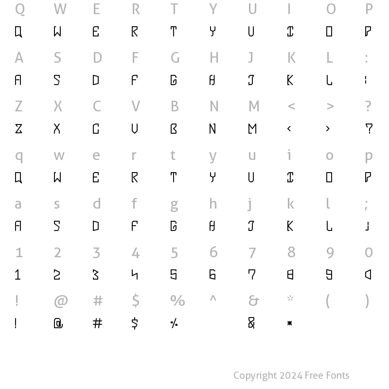 Character Map of DuskerTall  Roundbld Regular