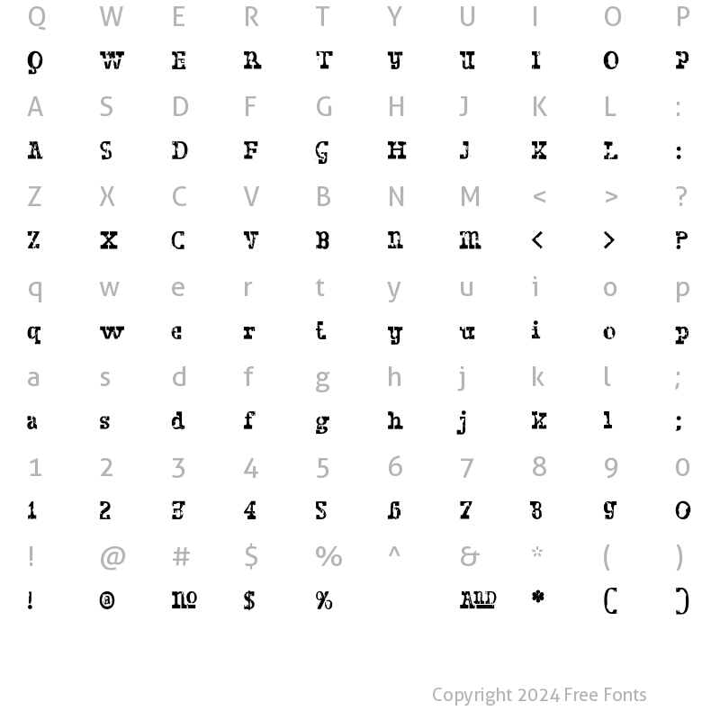 Character Map of Dust Goldy Regular