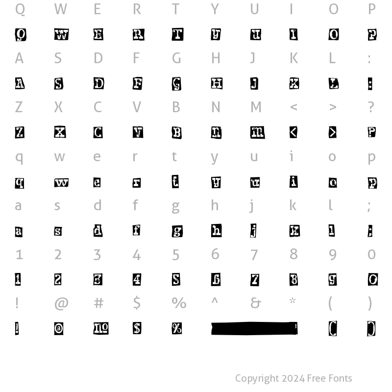 Character Map of Dust Westen Regular