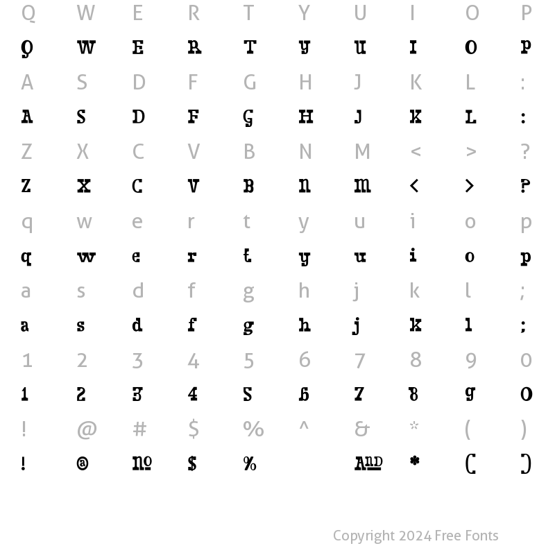 Character Map of DustEnna Regular