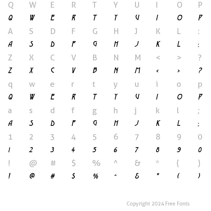 Character Map of DustineSolid Italic