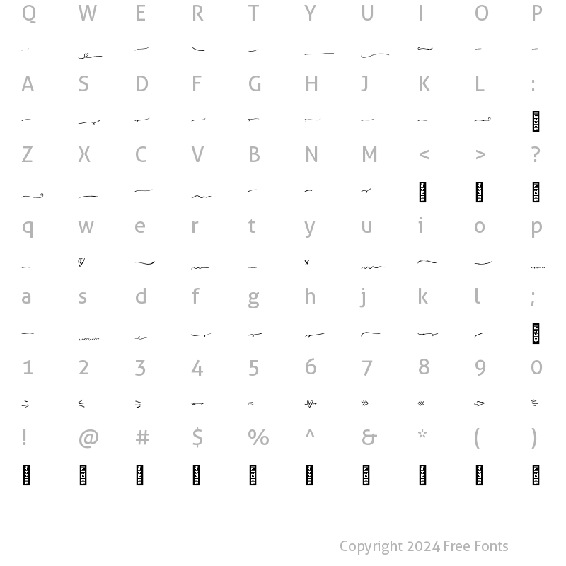 Character Map of DustyRoseLines Regular