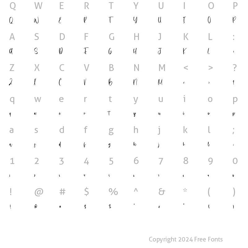 Character Map of Dutalisa Joily Regular