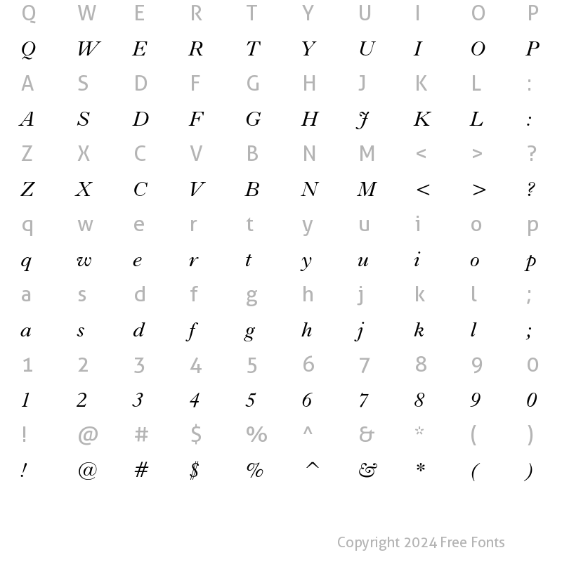 Character Map of Dutch 766 Italic