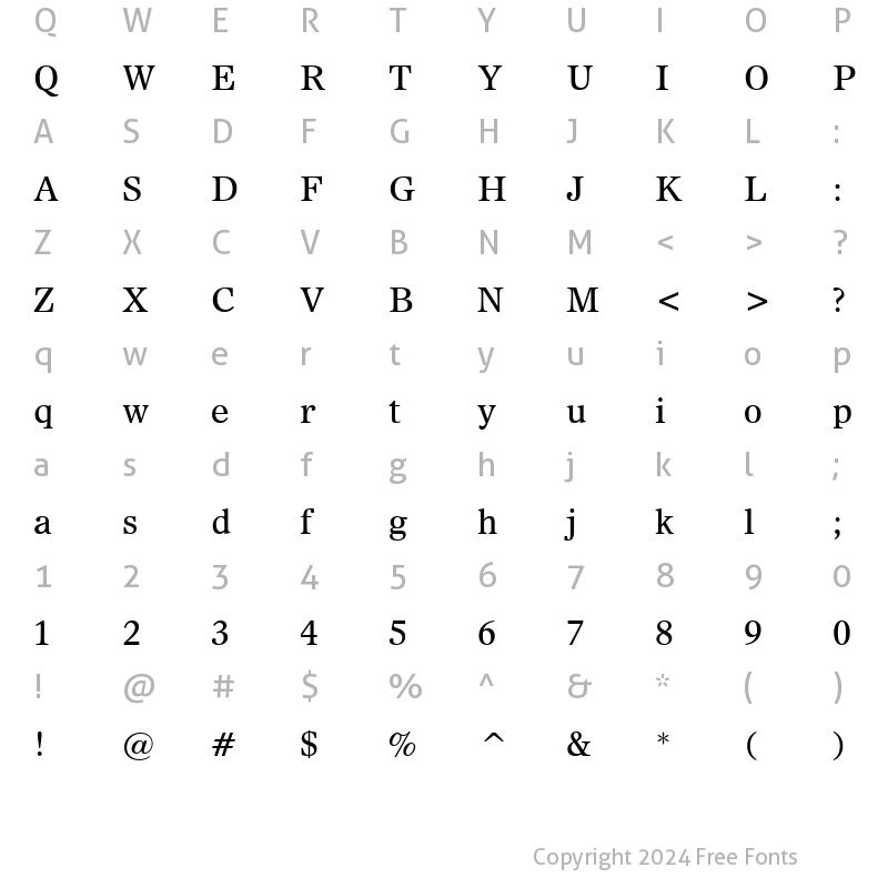 Character Map of Dutch811 BT Roman