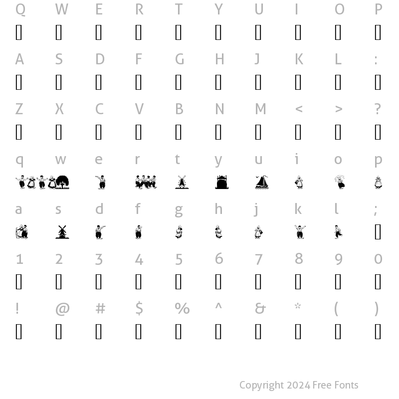 Character Map of Dutchmen Regular