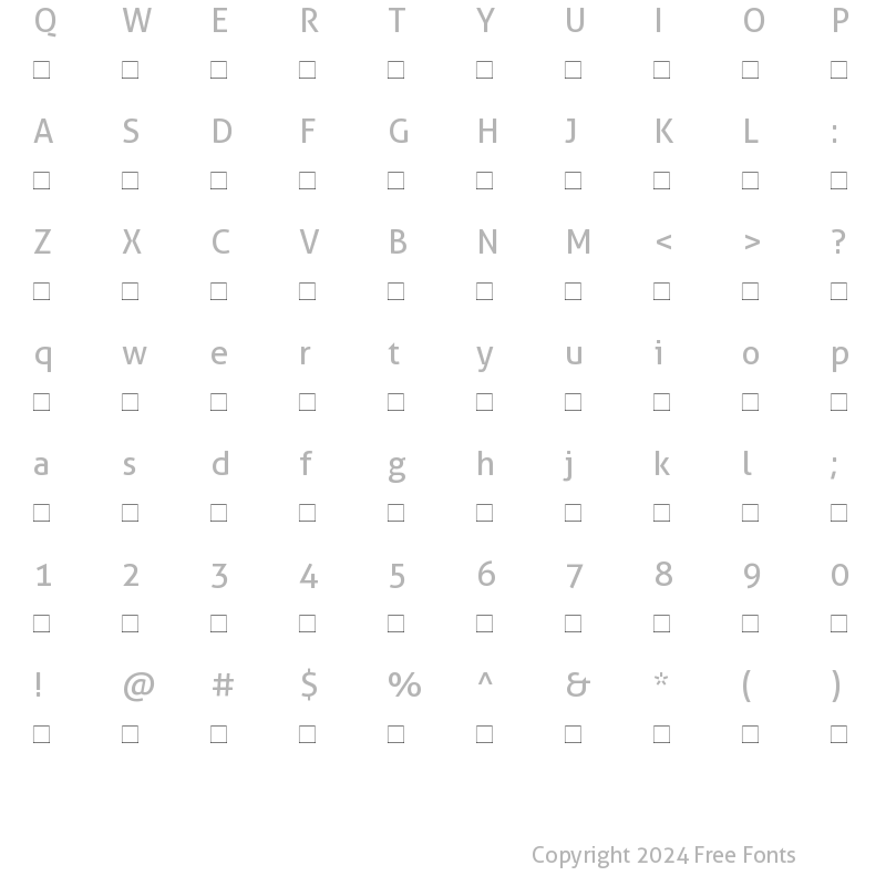 Character Map of Duvall Bold