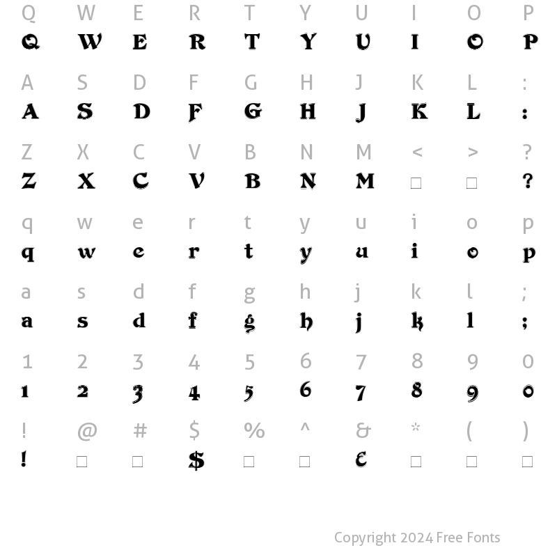 Character Map of DuvallOutline Normal