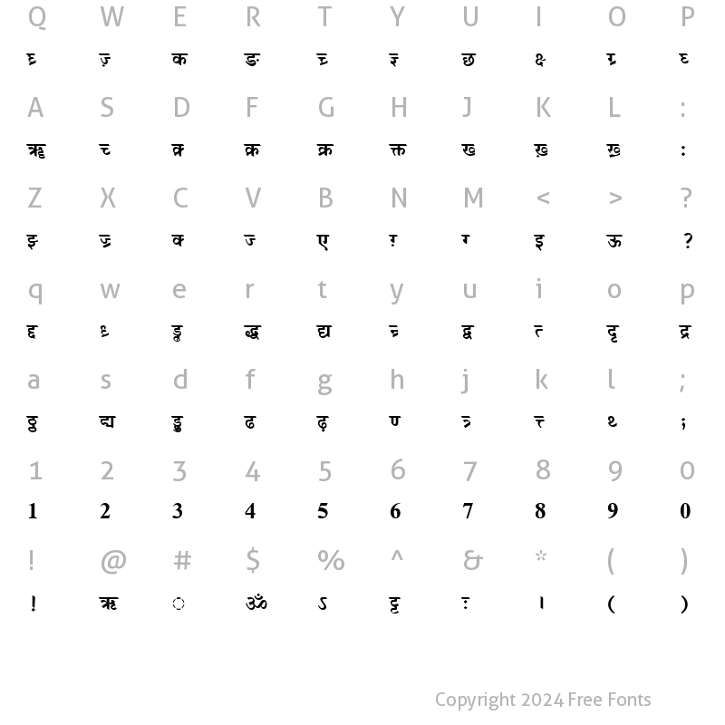 Character Map of DV-TTSurekhEN Bold