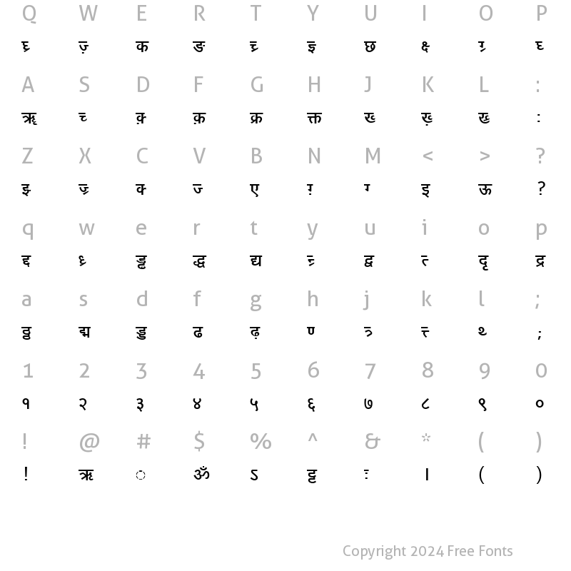 Character Map of DV-TTYogesh Bold