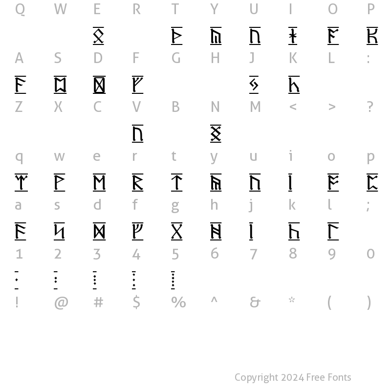 Character Map of Dwarf Runes-1 Regular