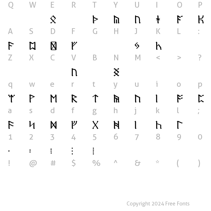Character Map of Dwarf Runes Regular
