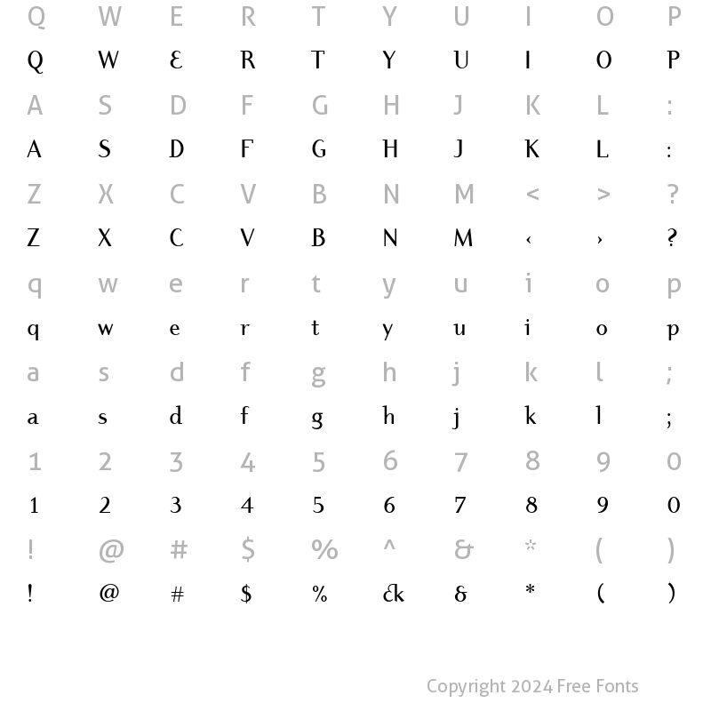 Character Map of Dyadis ITC Medium Regular