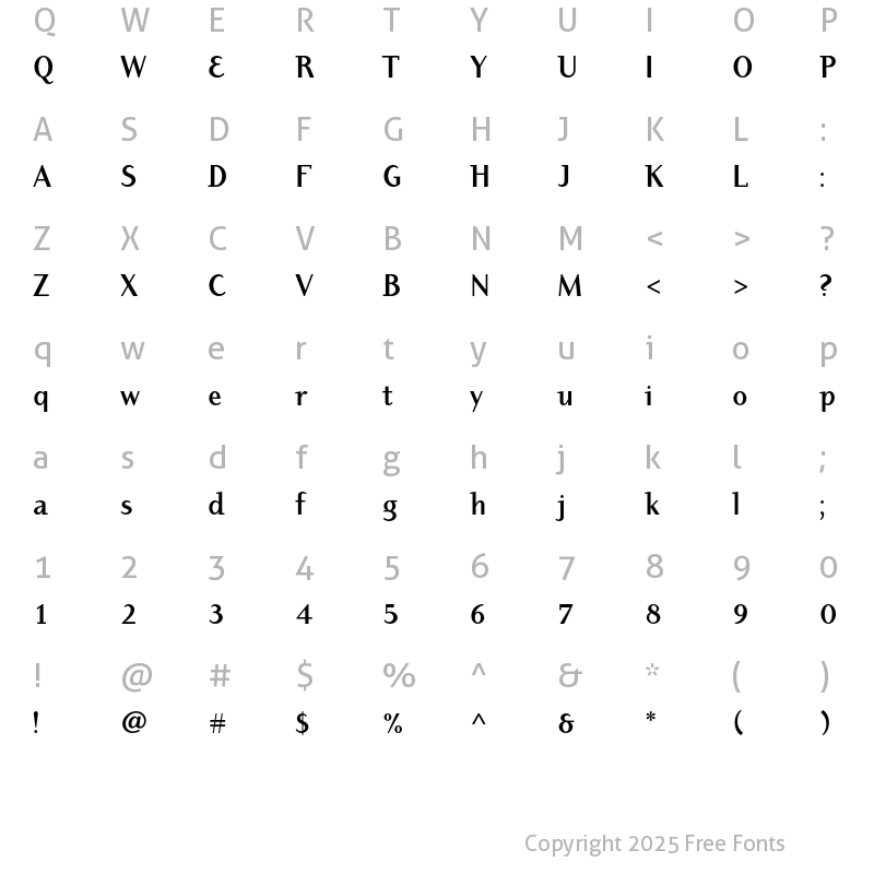 Character Map of Dyadis ITC Std Bold