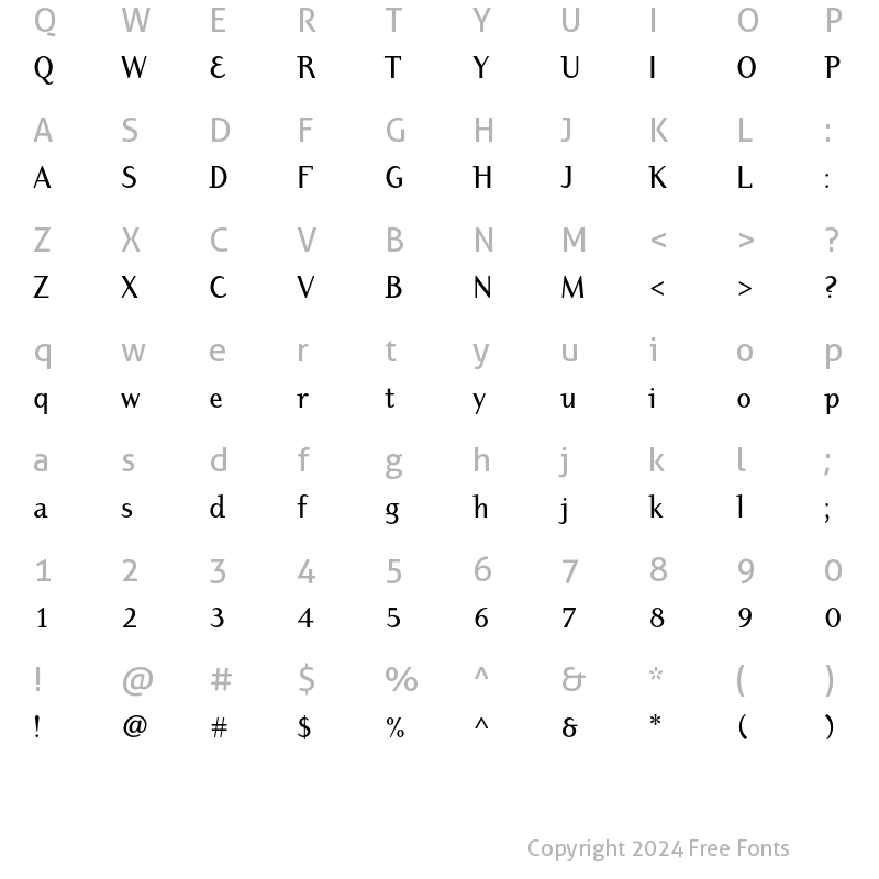 Character Map of Dyadis ITC Std Medium