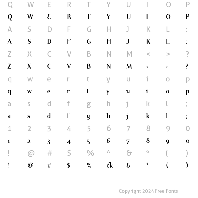 Character Map of DyadisOSITC TT Bold