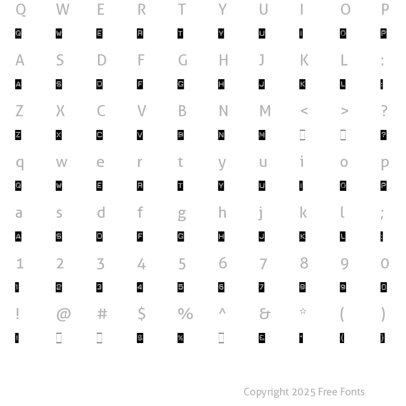 Character Map of Dymo Regular