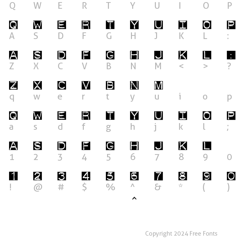 Character Map of DymoFontInvers Regular