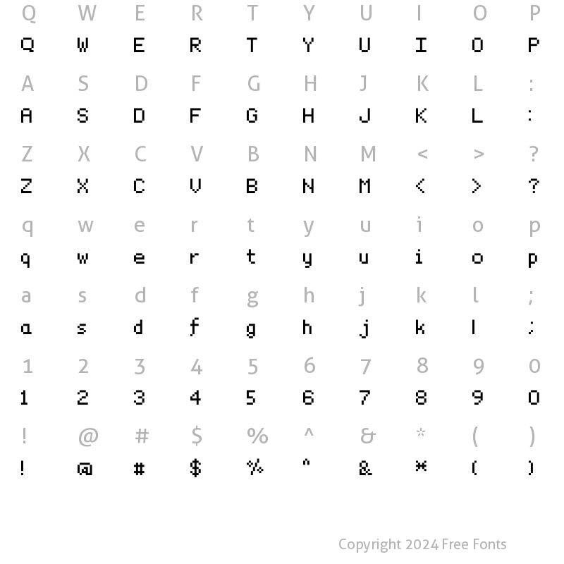 Character Map of dymsmall Regular