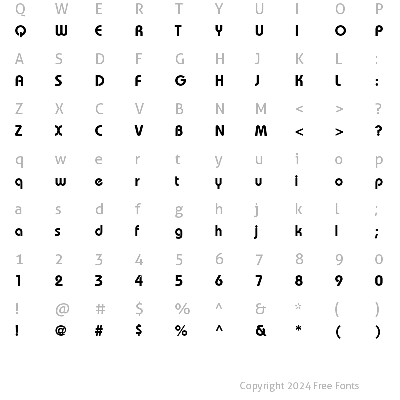 Character Map of Dyname SSi Semi Bold