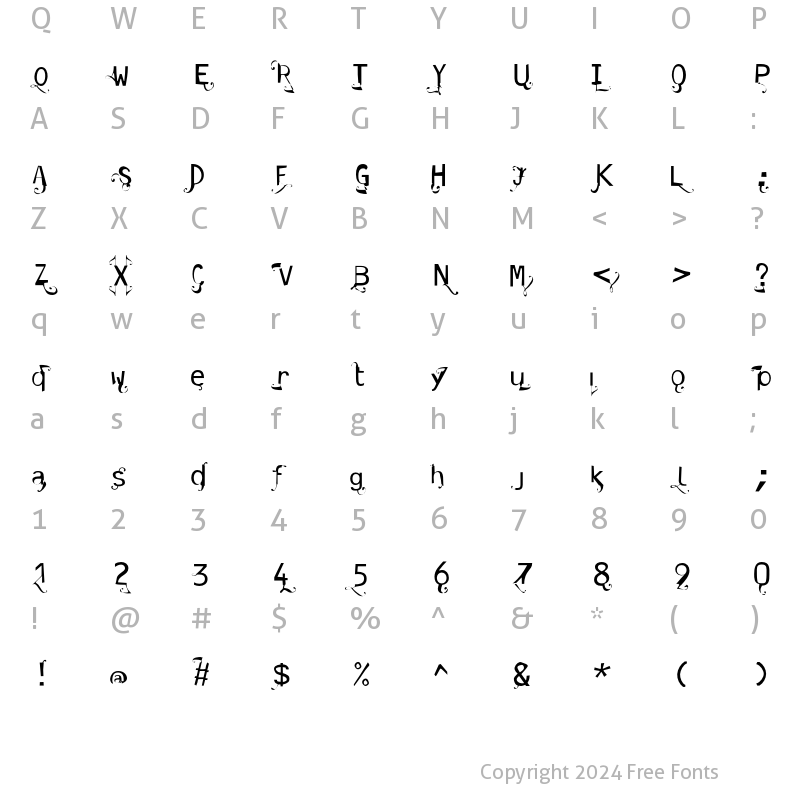 Character Map of Dyslexia Regular