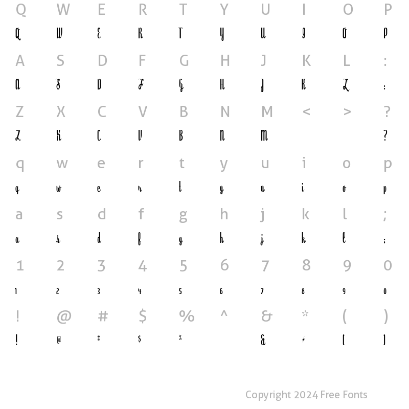 Character Map of Dyspepsia Regular