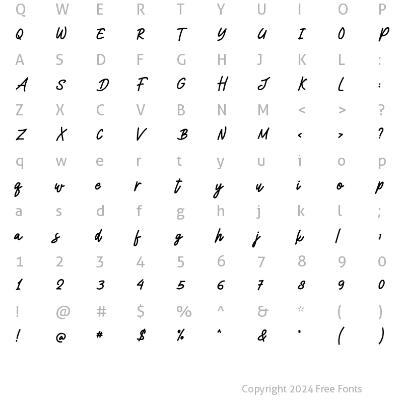 Character Map of Dzulkifliol Italic