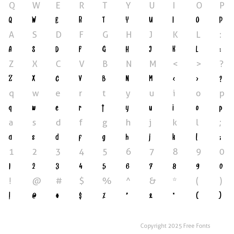 Character Map of Eabigh Regular