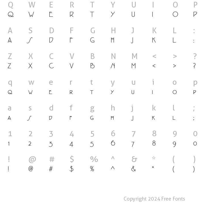 Character Map of EaglefeatherSmallCaps Light