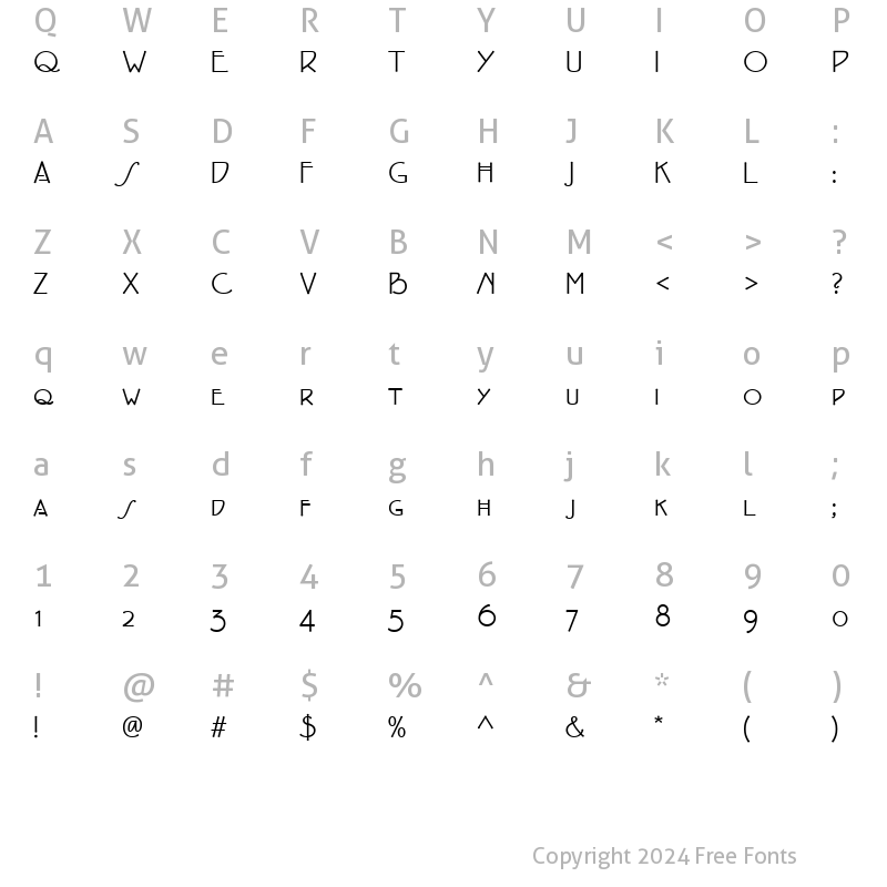 Character Map of EaglefeatherSmallCaps Regular