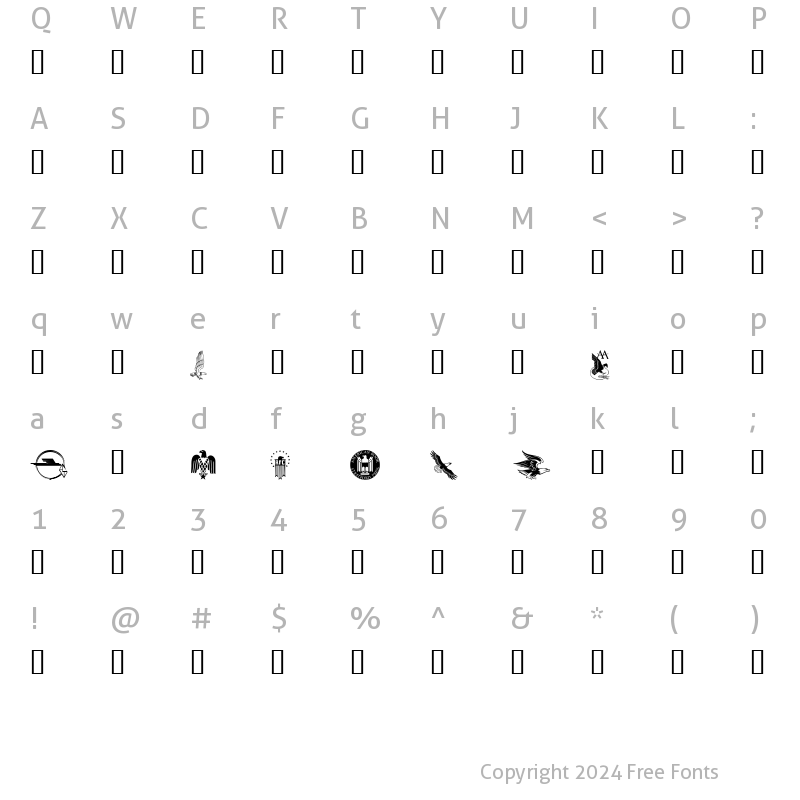 Character Map of Eagles Regular