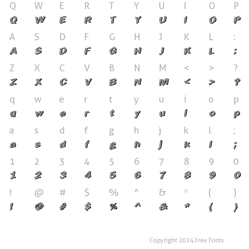 Character Map of Early Tickertape Regular