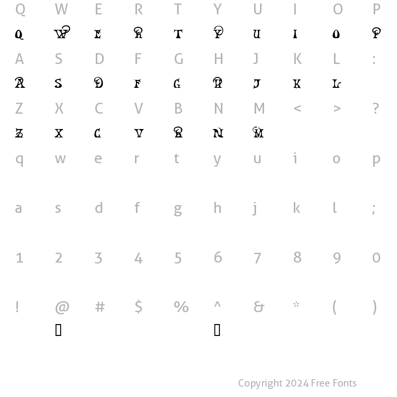 Character Map of Earthpig Demo Regular